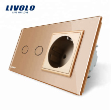 Livolo 16A EU Toma de corriente de pared estándar con interruptor táctil VL-C702-13 / VL-C7C1EU-13